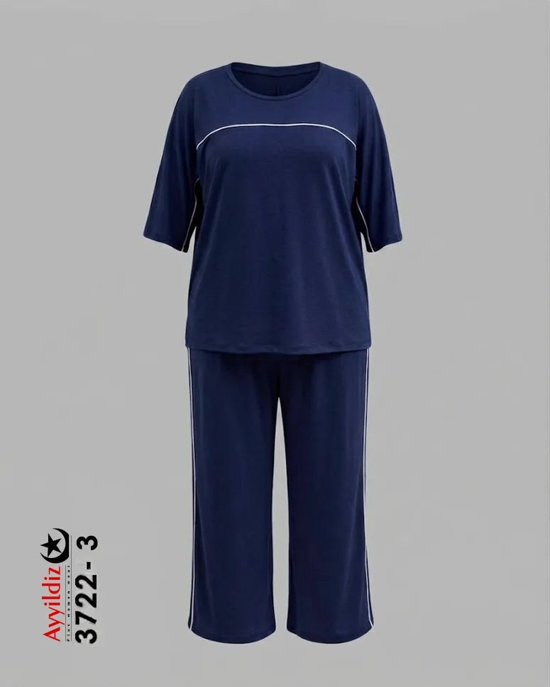 ست تیشرت شلوار زنانه سایز بزرگ کد 3722