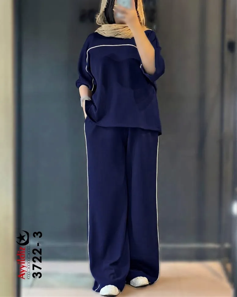 ست تیشرت شلوار زنانه سایز بزرگ کد 3722