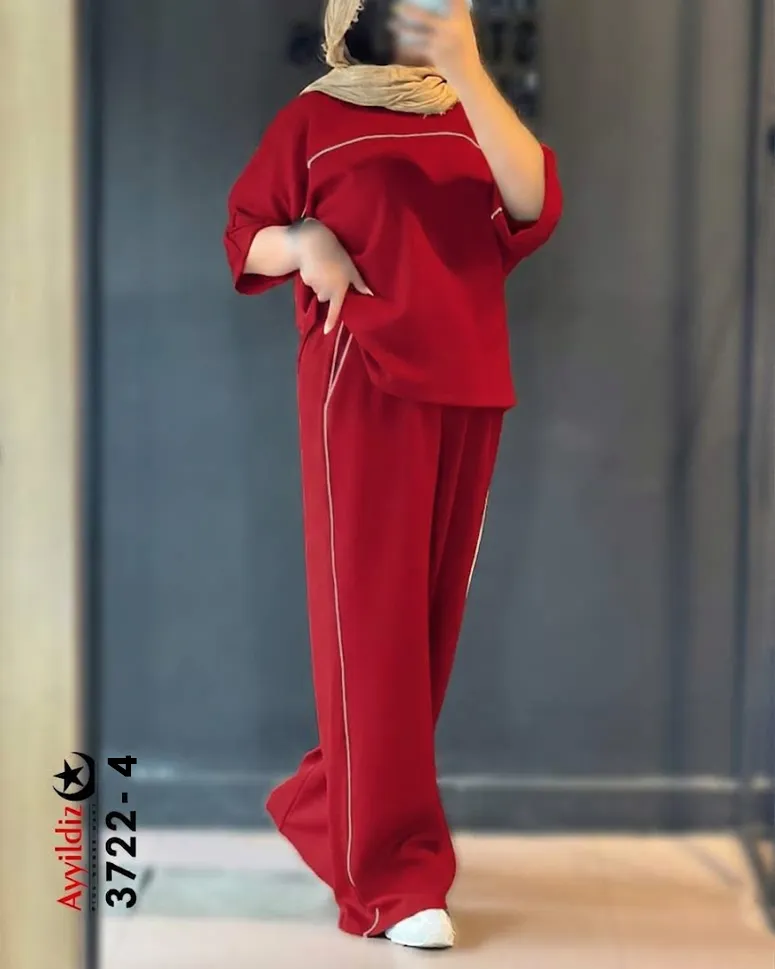 ست تیشرت شلوار زنانه سایز بزرگ کد 3722