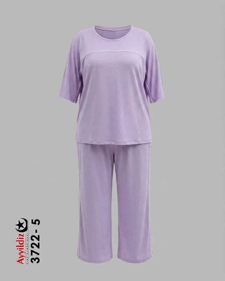 ست تیشرت شلوار زنانه سایز بزرگ کد 3722