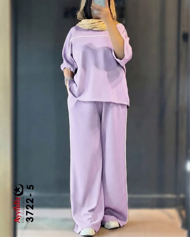 ست تیشرت شلوار زنانه سایز بزرگ کد 3722