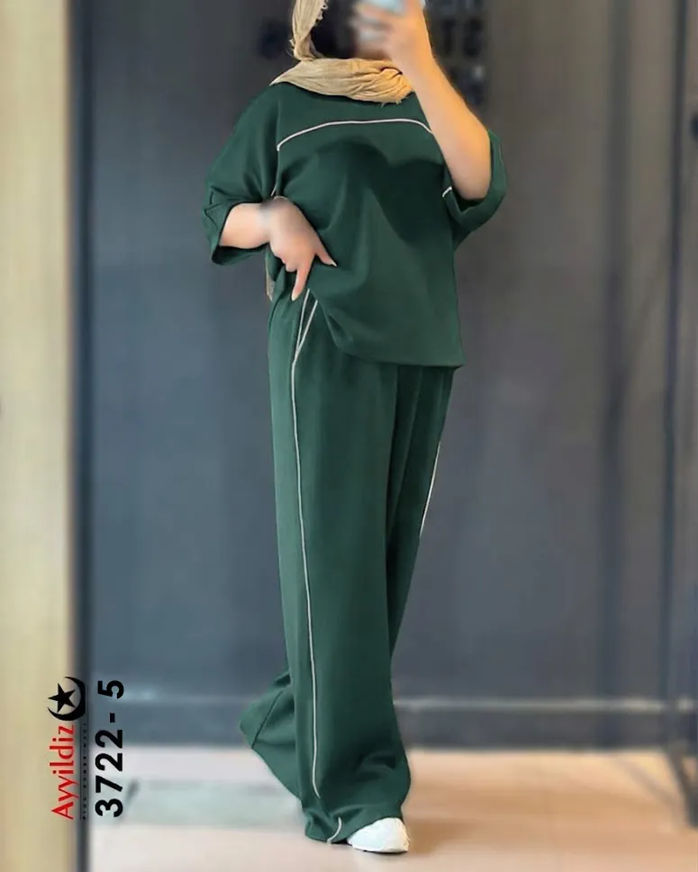 ست تیشرت شلوار زنانه سایز بزرگ کد 3722