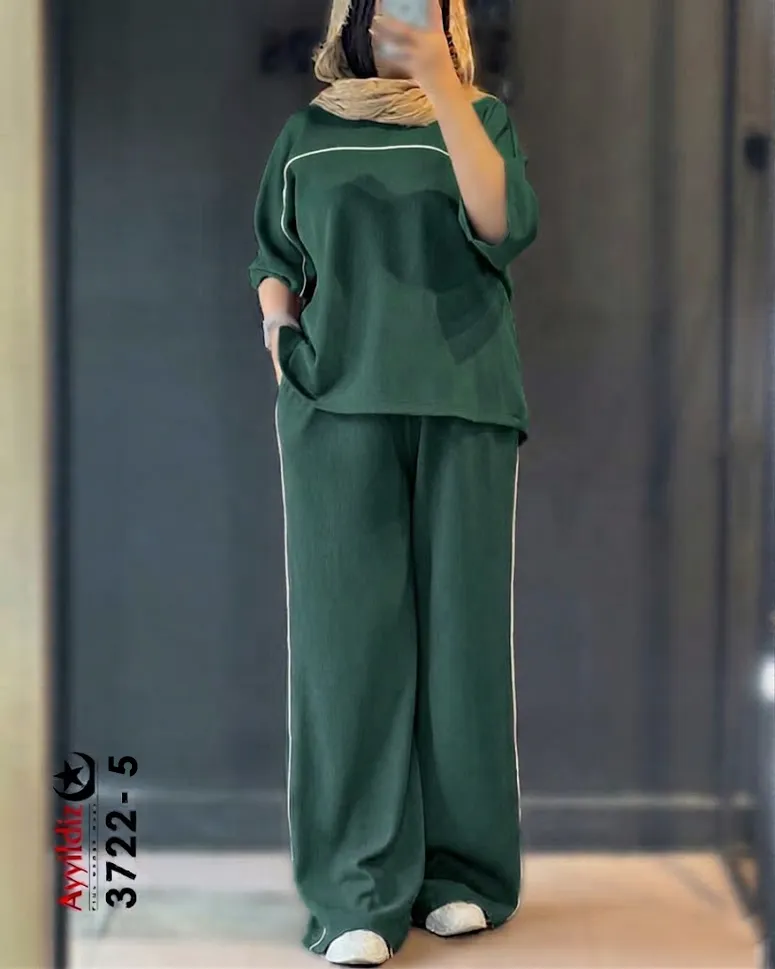 ست تیشرت شلوار زنانه سایز بزرگ کد 3722