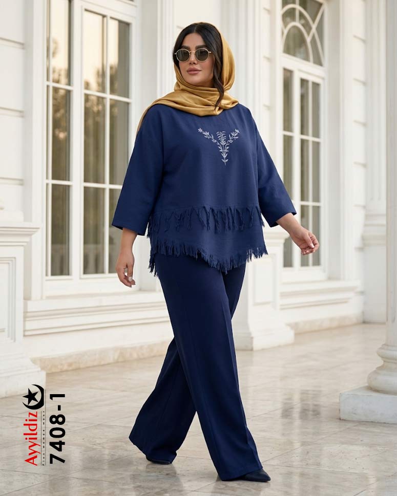 شومیز مانتویی سایز بزرگ زنانه کد 7408