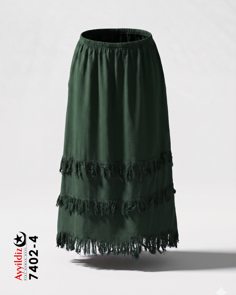 دامن ریش دار بلند سایز بزرگ زنانه کد 7402