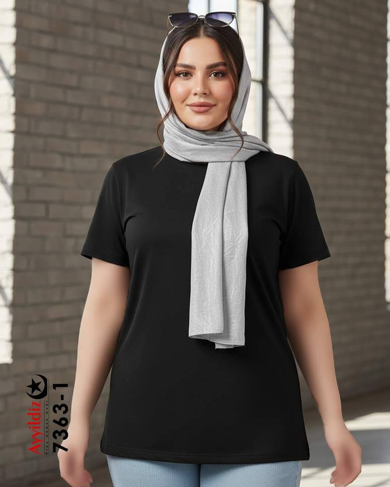 تیشرت بیسیک سایز بزرگ زنانه کد 7363