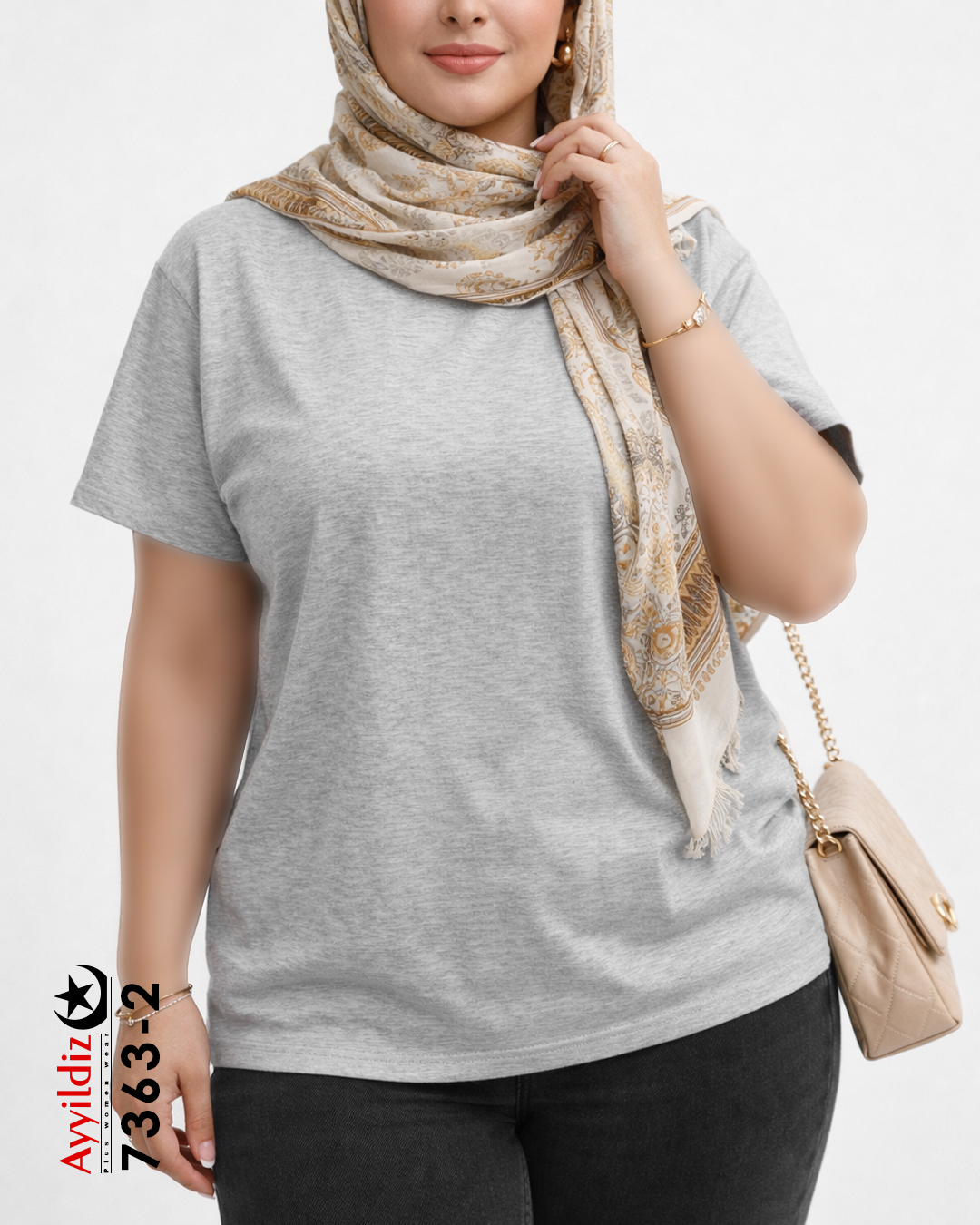 تیشرت بیسیک سایز بزرگ زنانه کد 7363