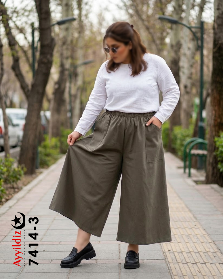دامن شلواری سایز بزرگ زنانه کد 7414
