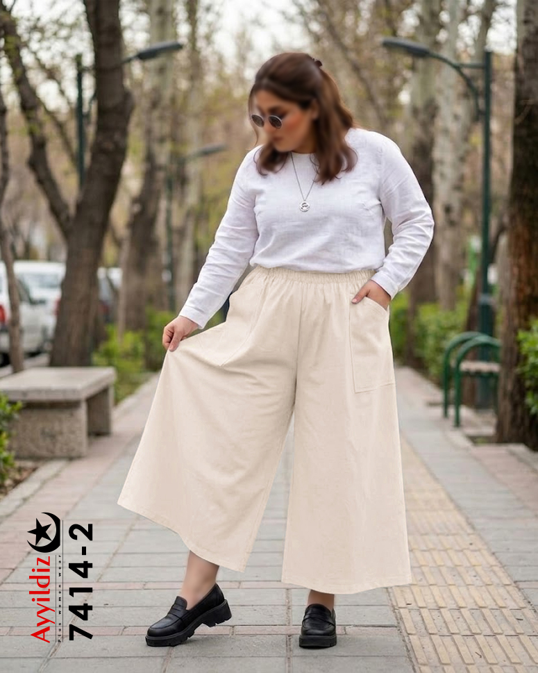 دامن شلواری سایز بزرگ زنانه کد 7414