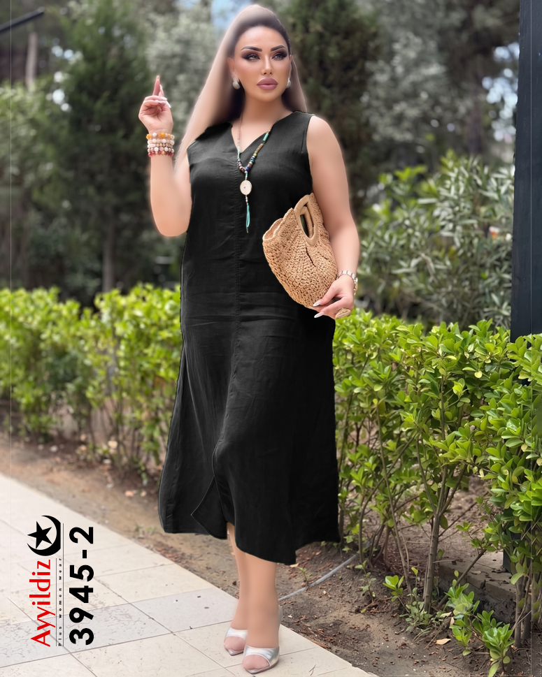 سارافون جلو چاکدار سایز بزرگ زنانه کد 3945