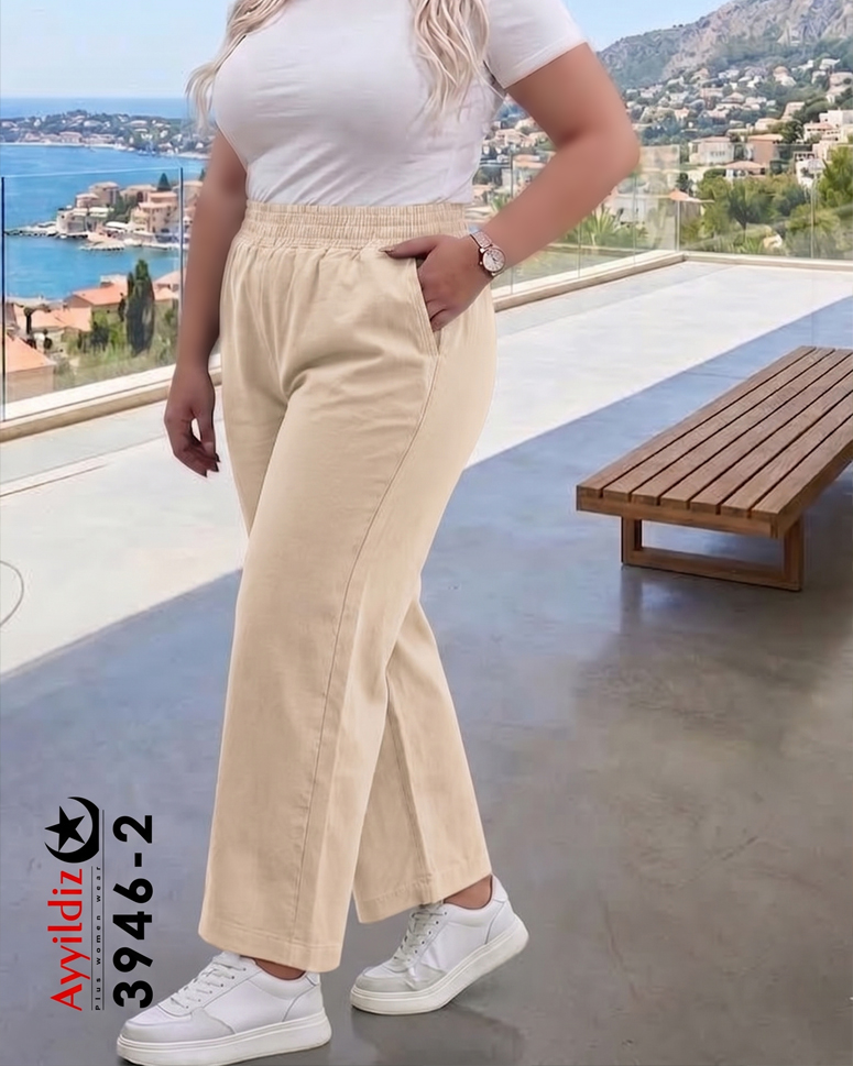 شلوار راسته سایز بزرگ زنانه کد 3946