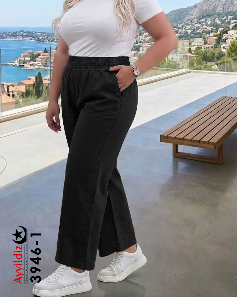 شلوار راسته سایز بزرگ زنانه کد 3946