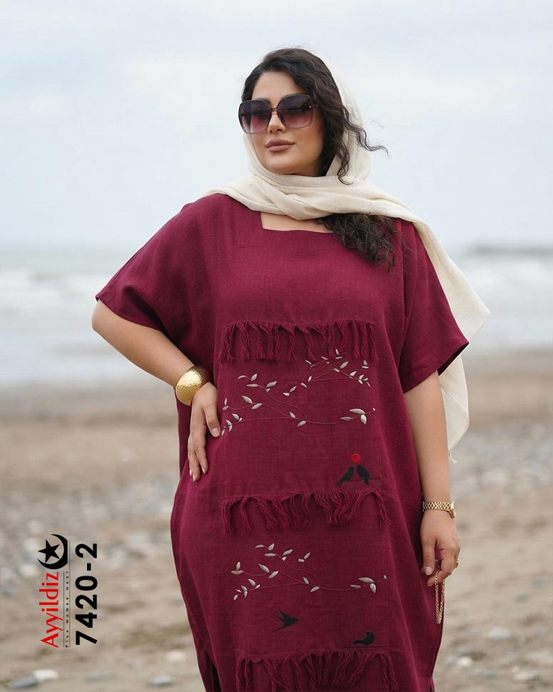 کفتان الیاف سایز بزرگ زنانه کد 7420