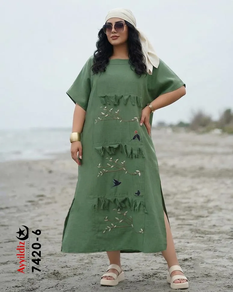 کفتان الیاف سایز بزرگ زنانه کد 7420