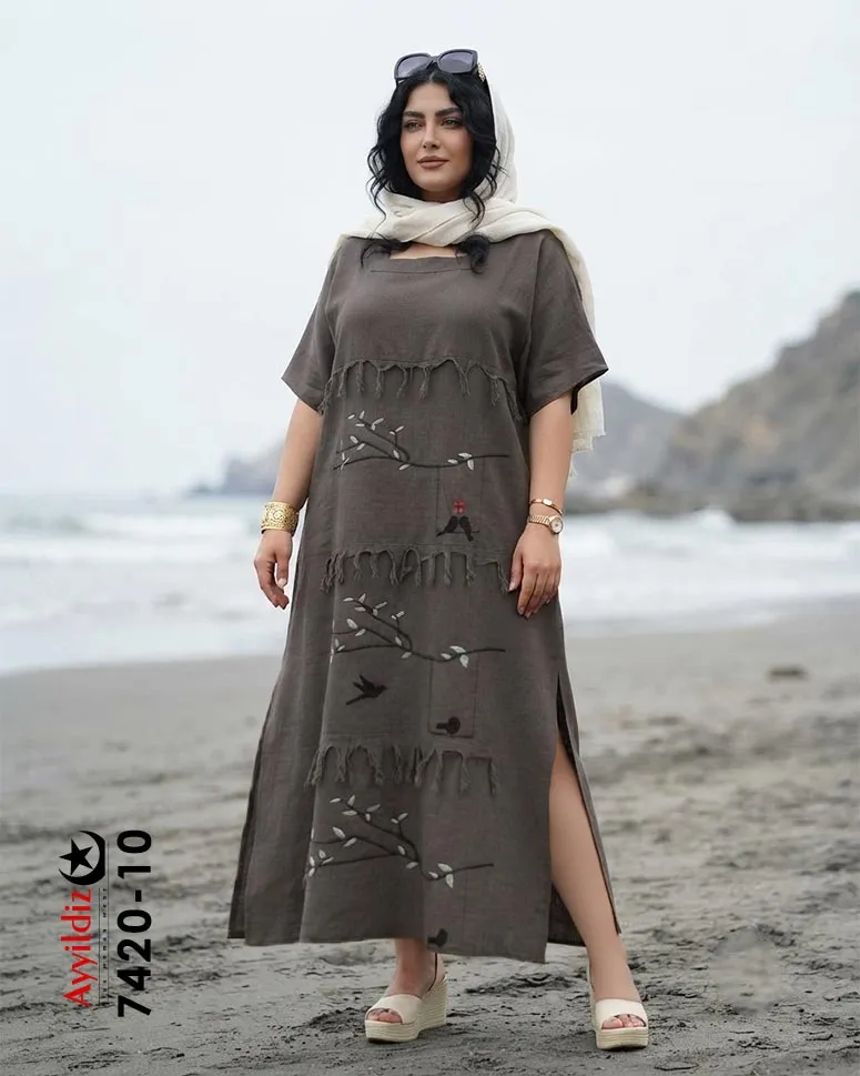 کفتان الیاف سایز بزرگ زنانه کد 7420
