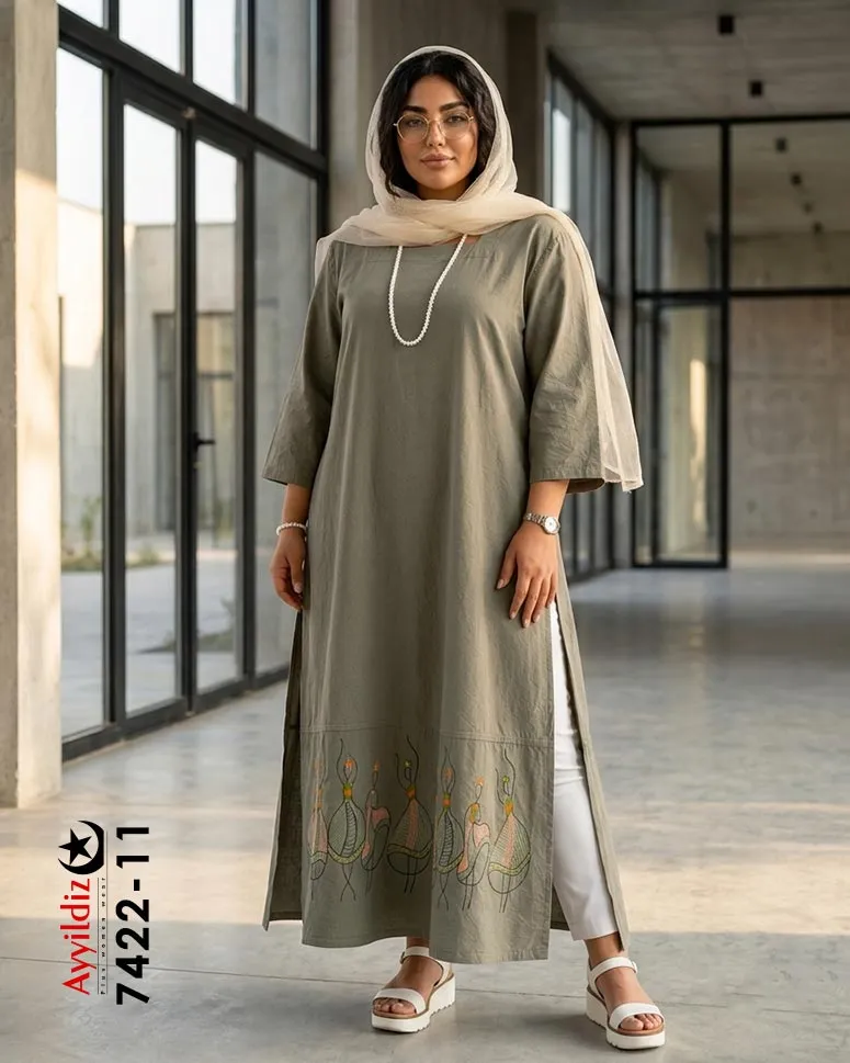 کفتان الیاف سایز بزرگ زنانه کد 7422