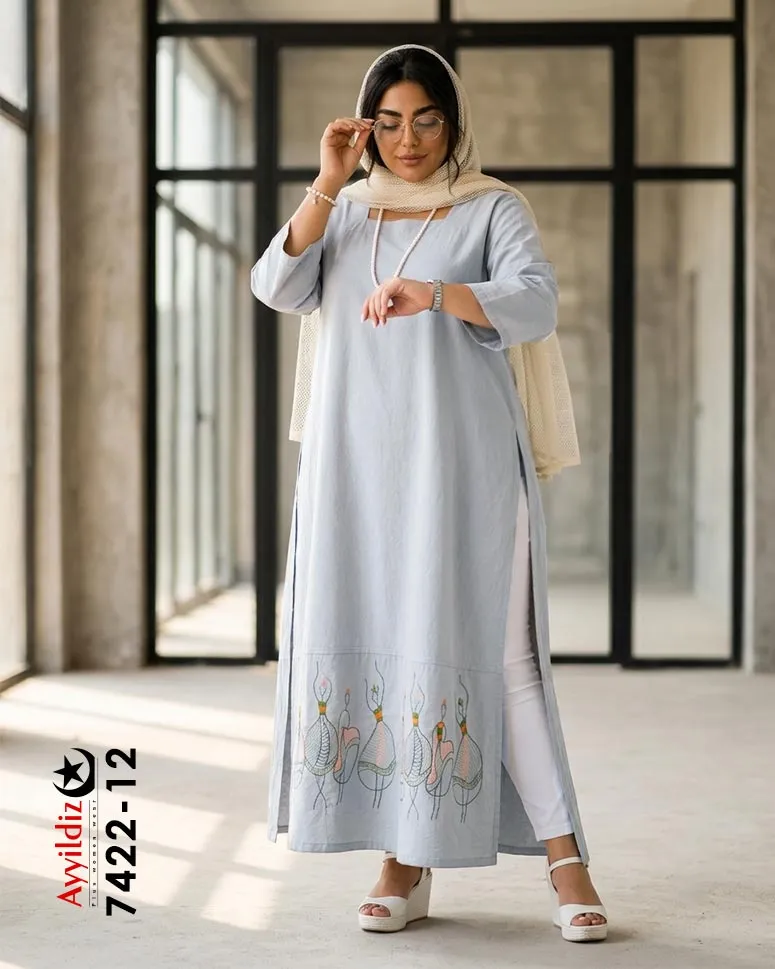 کفتان الیاف سایز بزرگ زنانه کد 7422