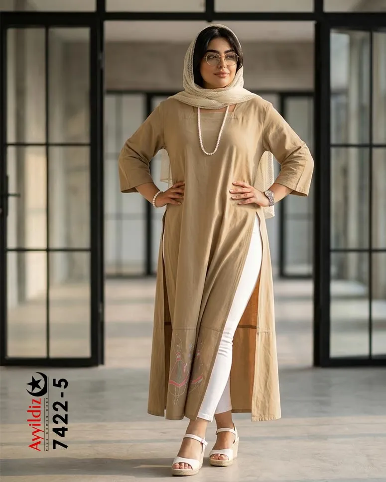 کفتان الیاف سایز بزرگ زنانه کد 7422