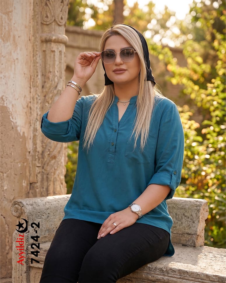 شومیز ترند سایز بزرگ زنانه کد 7424