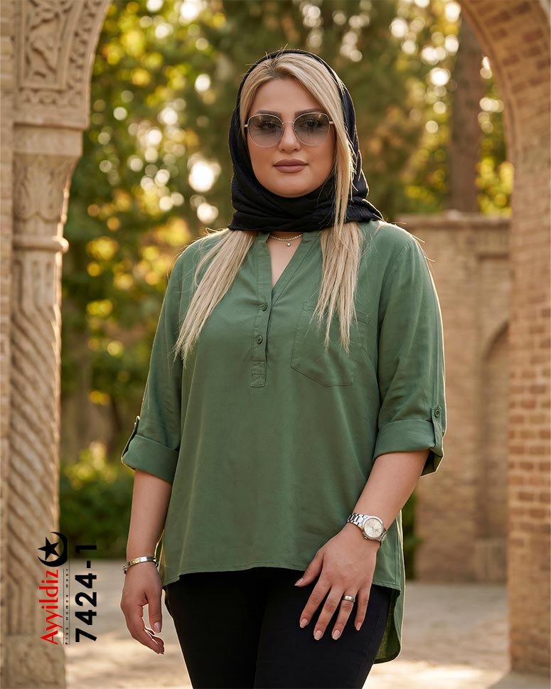 شومیز ترند سایز بزرگ زنانه کد 7424