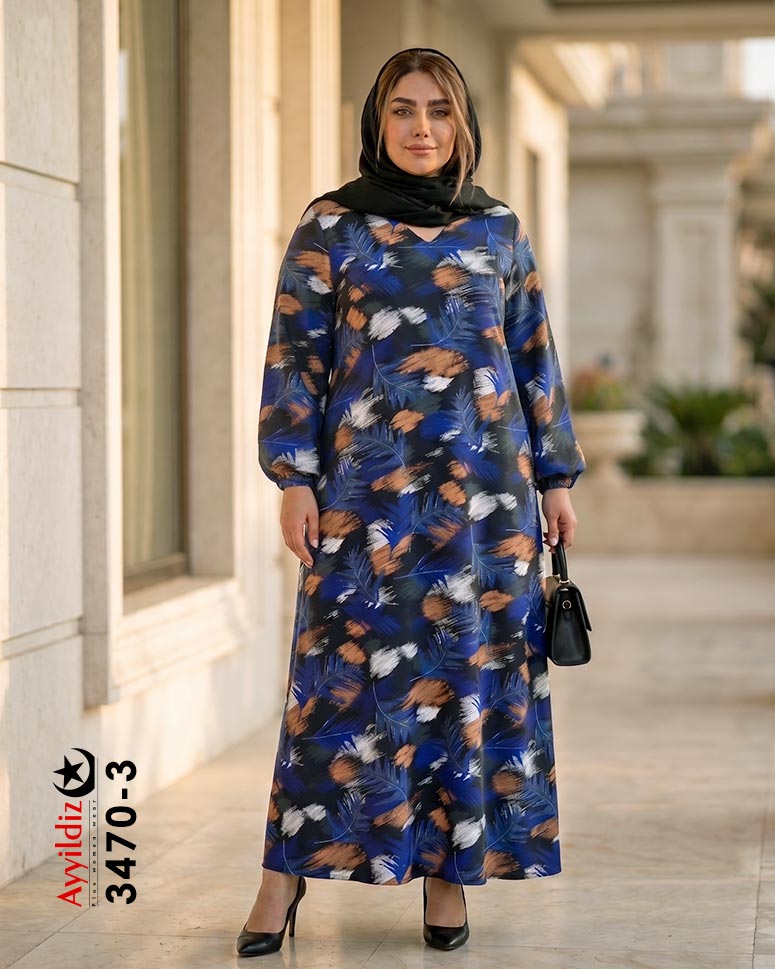 پیراهن نخی سایز بزرگ زنانه ک 3470