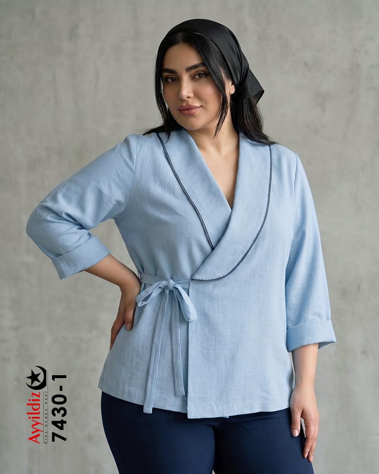 کت گرهی سایز بزرگ زنانه کد 7430