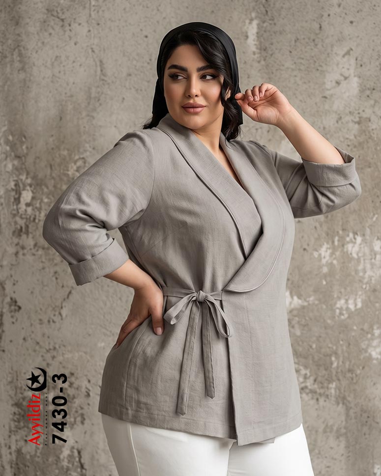 کت گرهی سایز بزرگ زنانه کد 7430