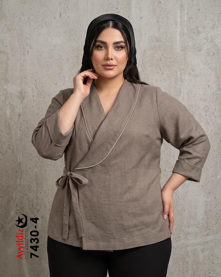 کت گرهی سایز بزرگ زنانه کد 7430