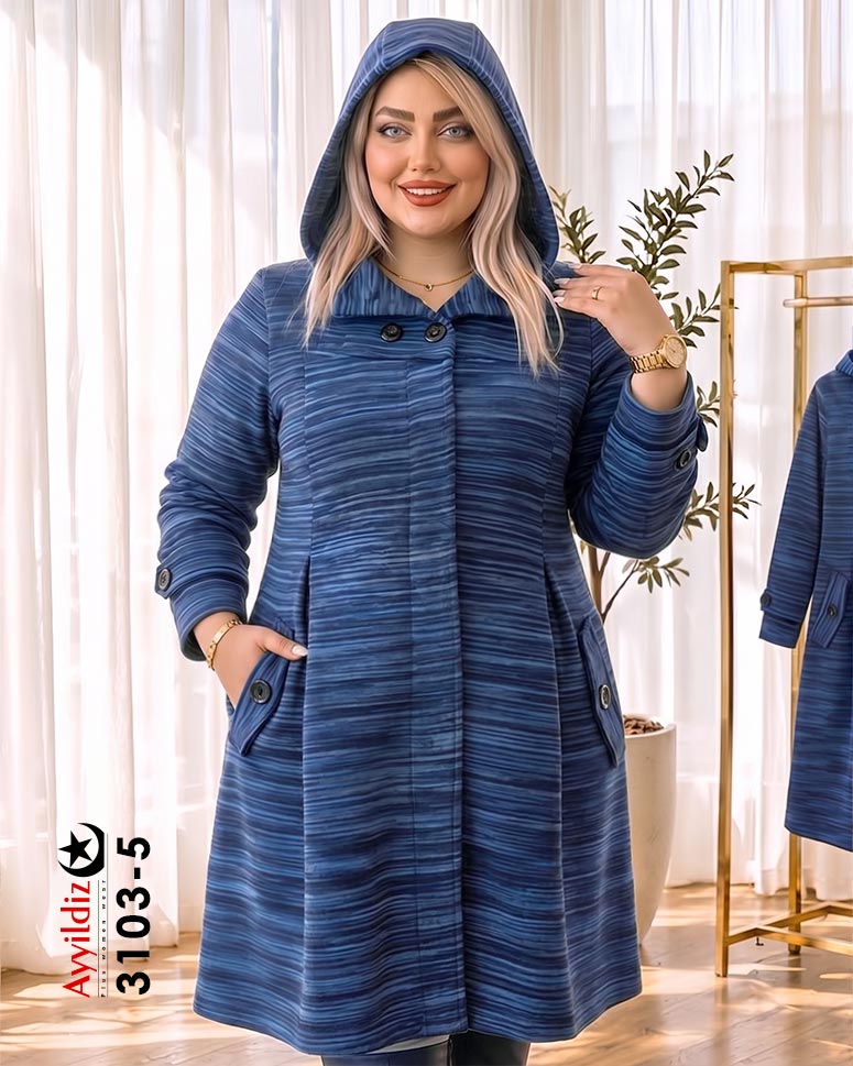 پالتو زنانه ضخیم سایز بزرگ کد 3103