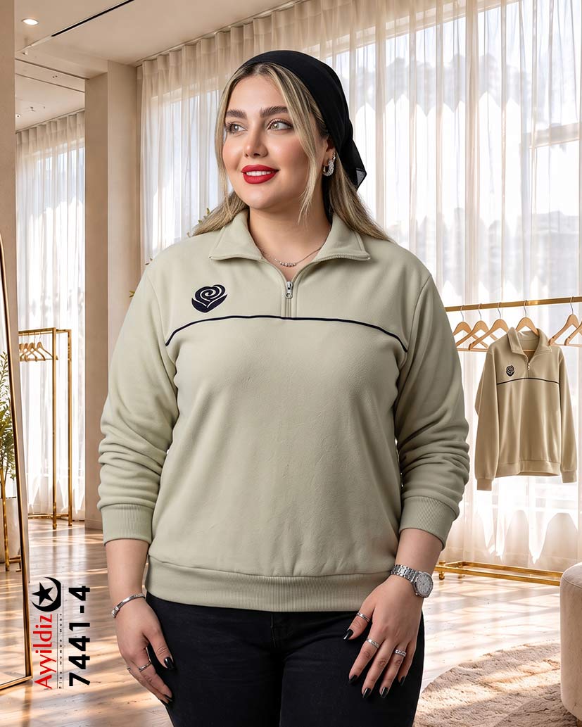 هودی کوتاه سایز بزرگ زنانه کد 7441