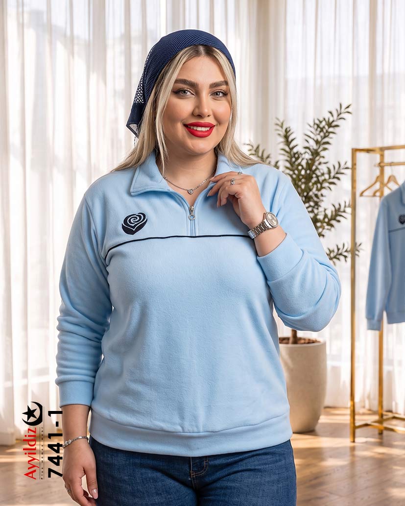 هودی کوتاه سایز بزرگ زنانه کد 7441