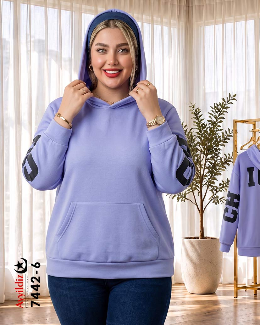 هودی کوتاه سایز بزرگ زنانه کد 7442