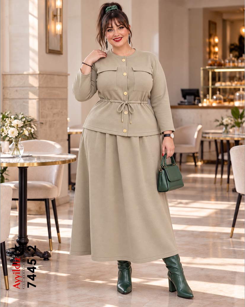ست کت دامن بافت سایز بزرگ زنانه کد 7445