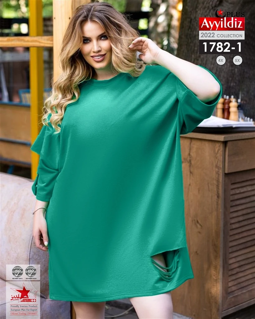 تیشرت لانگ سایز بزرگ زنانه کد 1782
