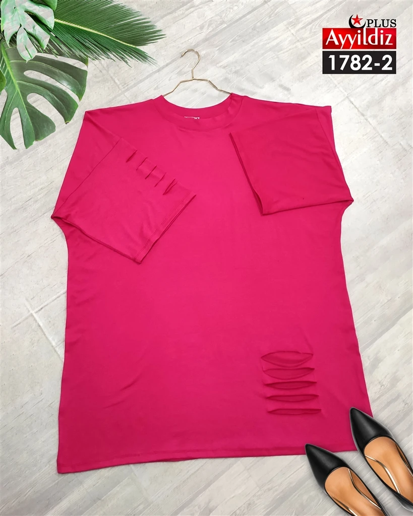 تیشرت لانگ سایز بزرگ زنانه کد 1782