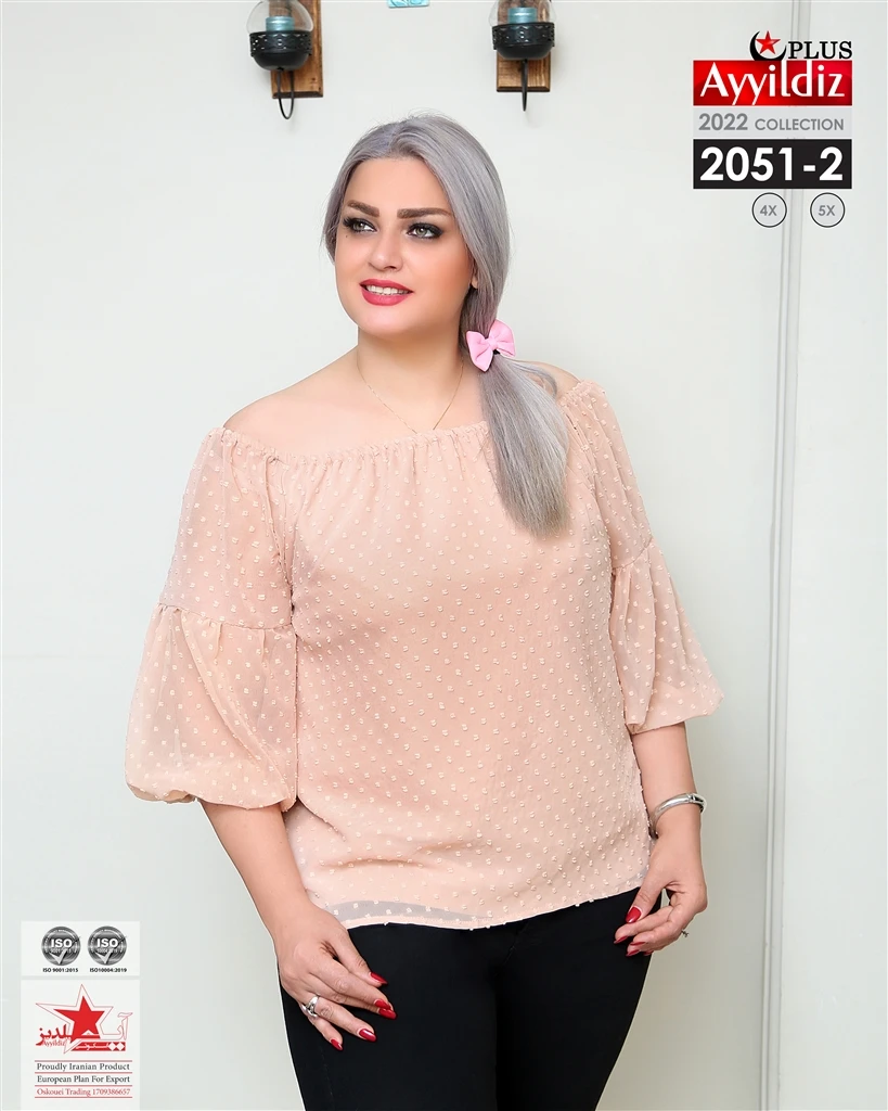 شومیز مجلسی یقه دکلته سایز بزرگ کد 2051
