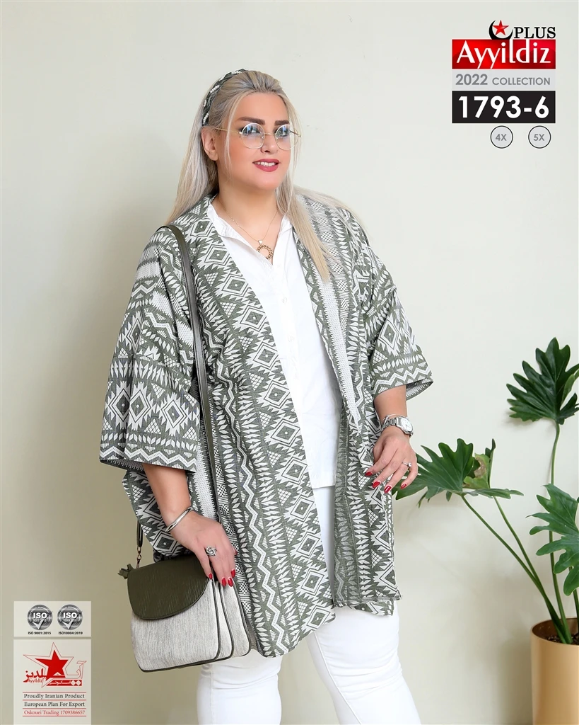 مانتو جلو باز سایز بزرگ زنانه کد 1793