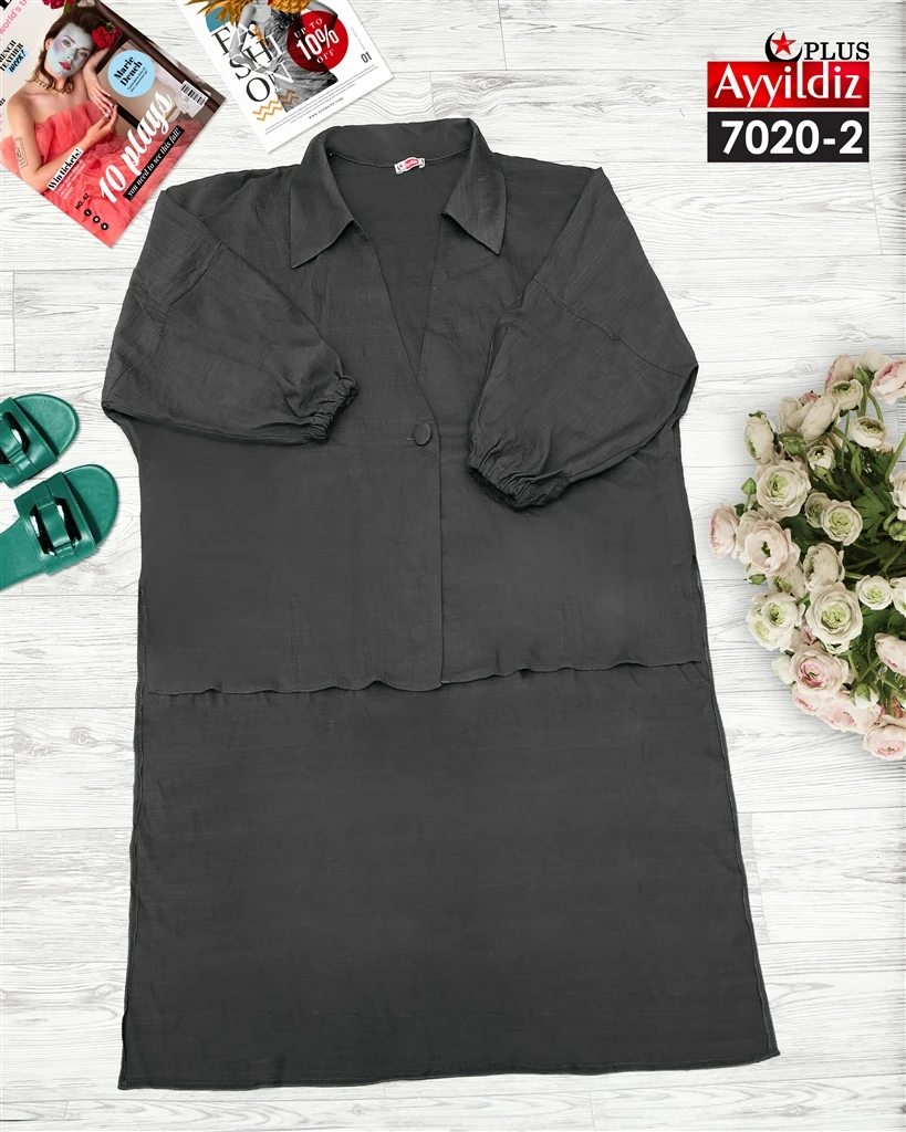 مانتو سایز بزرگ جلو کوتاه کد 7020