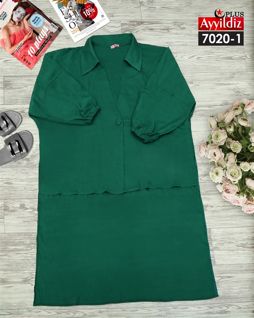 مانتو سایز بزرگ جلو کوتاه کد 7020