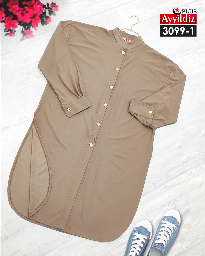 مانتو بغل چاک سایز بزرگ زنانه کد 3099