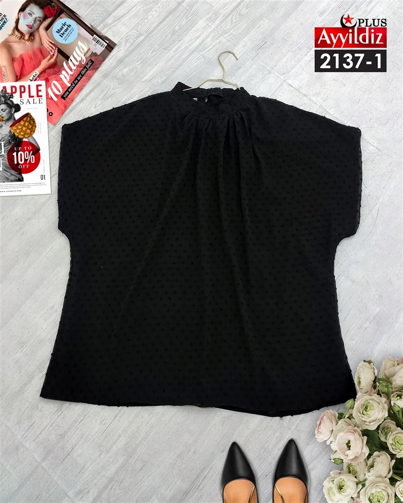 شومیز یقه گرهی سایز بزرگ کد 2137